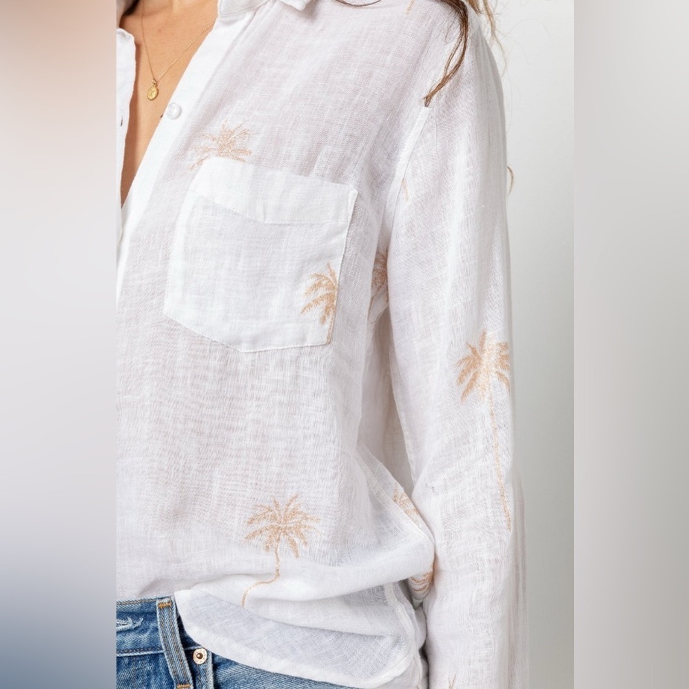 Charli Palm Trees Linen Blend Shirt by Rails | Nordstrom| Vacation| Resortwear - Picture 2 of 6